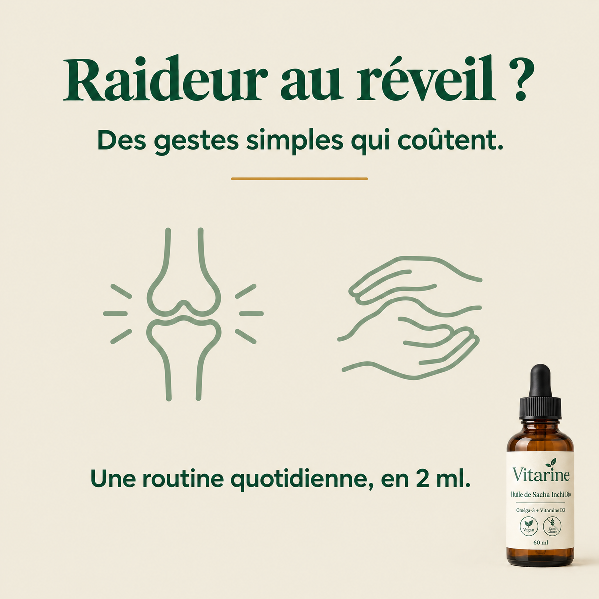 Raideur au réveil ? Une routine quotidienne de 2 ml
